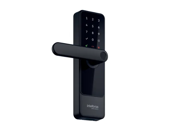 Fechadura digital de embutir Intelbras MFD 3000 D com biometria e maçaneta